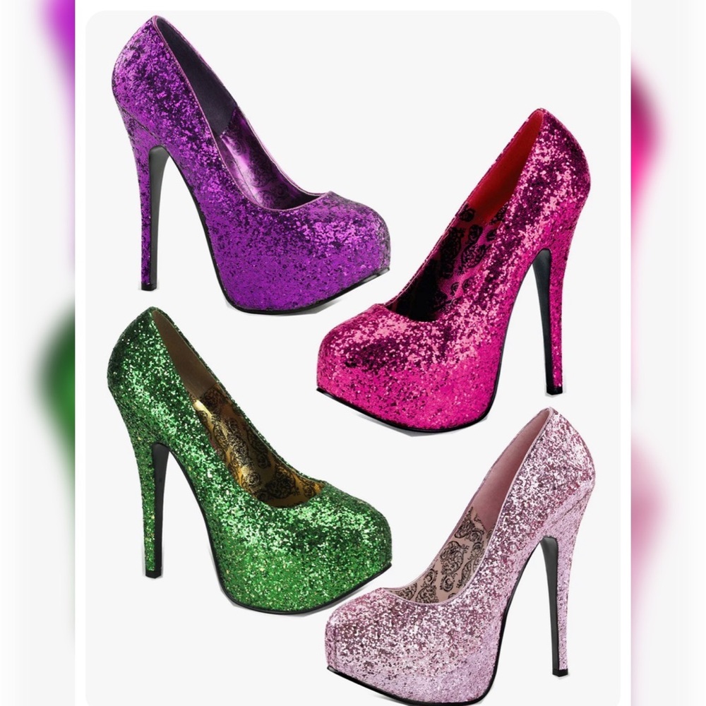 🎀Bordello Pleaser Pink Glitter Platforms🎀
